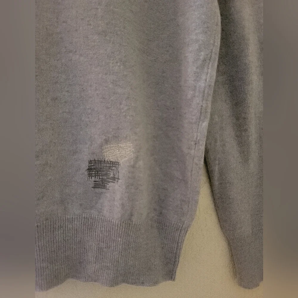 Each x Other Sweater Gray Patched 100% Cashmere Relaxed Fit V-neck Size XS - Picture 10 of 13